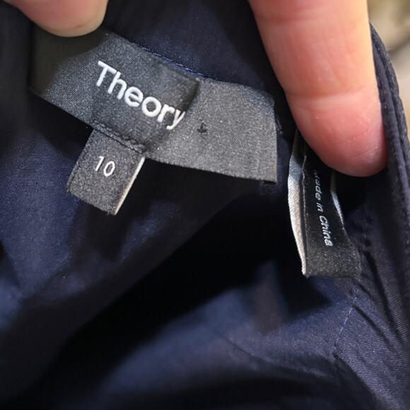 Theory Kayleigh Button Front Dress Navy Blue Goodlinen Sundress 10 - Picture 9 of 10